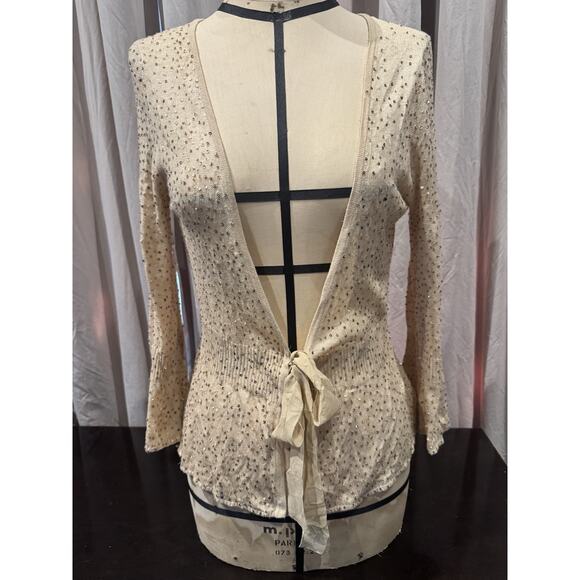 Arden B Vintage Silk Cashmere Hand Sequined Cardigan M/L - Picture 1 of 5
